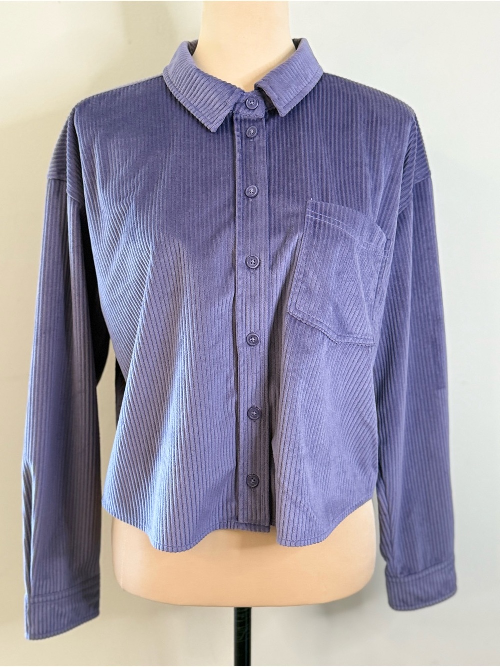 True Craft purple cropped corduroy jacket button up SZ M